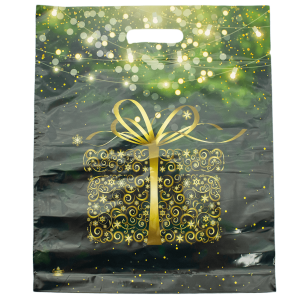Пакет Золотой подарок Новый год  45х38см Тико Вырубная ручка глянец