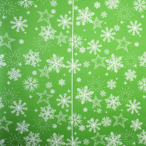 Рулон Снежинка 700мм 420г фон - белый, цвет - зеленый