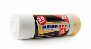 Пакет мусорный с завязками 20л 14мкм белый 55х45см 1рул - 30шт Мешкоff