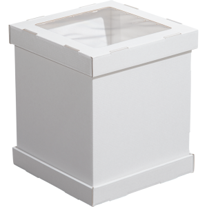 Короб для тортов с окном белый 240х240х300мм ForGenika Strong Window White S