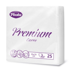 Салфетки 33х33см 2-сл белые 1упак - 25шт PLUSHE