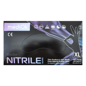 Перчатки нитриловые неопудренные XL 1упак 50пар MediOk черные Black+_